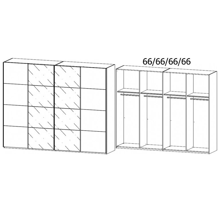 Beluga Extra Sliding Wardrobe - 271cm - 4 Door - Silk Grey & Silk Grey Glass Front