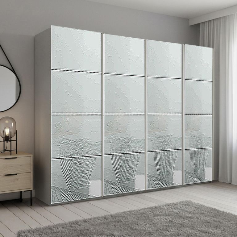 Beluga Extra Sliding Wardrobe - 271cm - 4 Door - Silk Grey & Silk Grey Glass