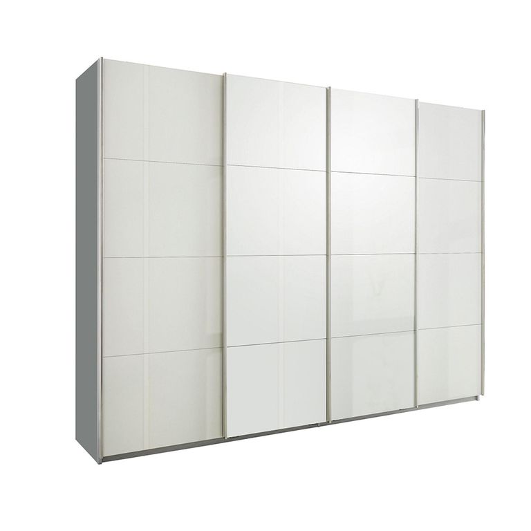 Beluga Extra Sliding Wardrobe - 271cm - 4 Door - Silk Grey & White High Gloss