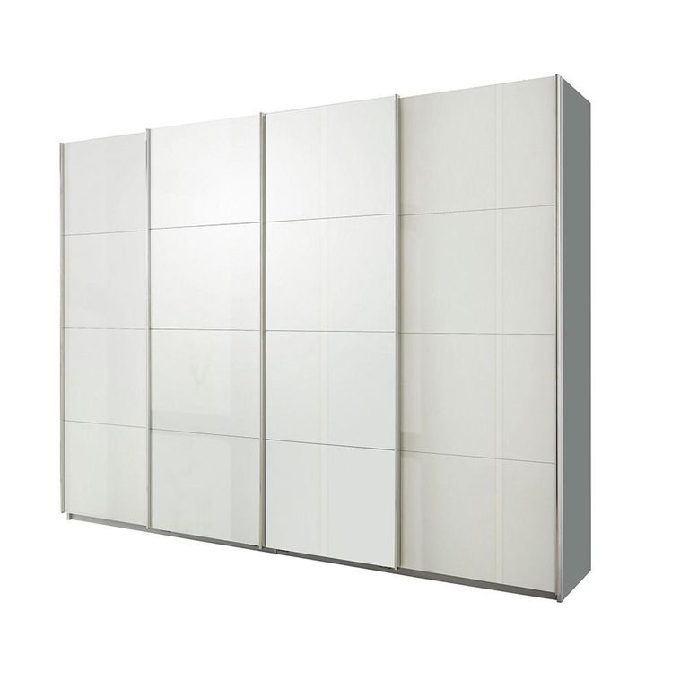 Beluga Extra Sliding Wardrobe - 271cm - 4 Door - Silk Grey & White High Gloss