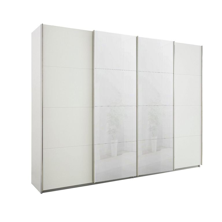 Beluga Extra Sliding Wardrobe - 271cm - 4 Door - White High Gloss & Alpine White Front