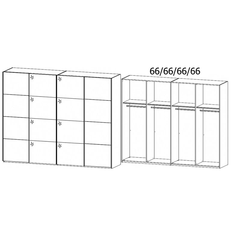 Beluga Extra Sliding Wardrobe - 271cm - 4 Door - White High Gloss & Graphite Front