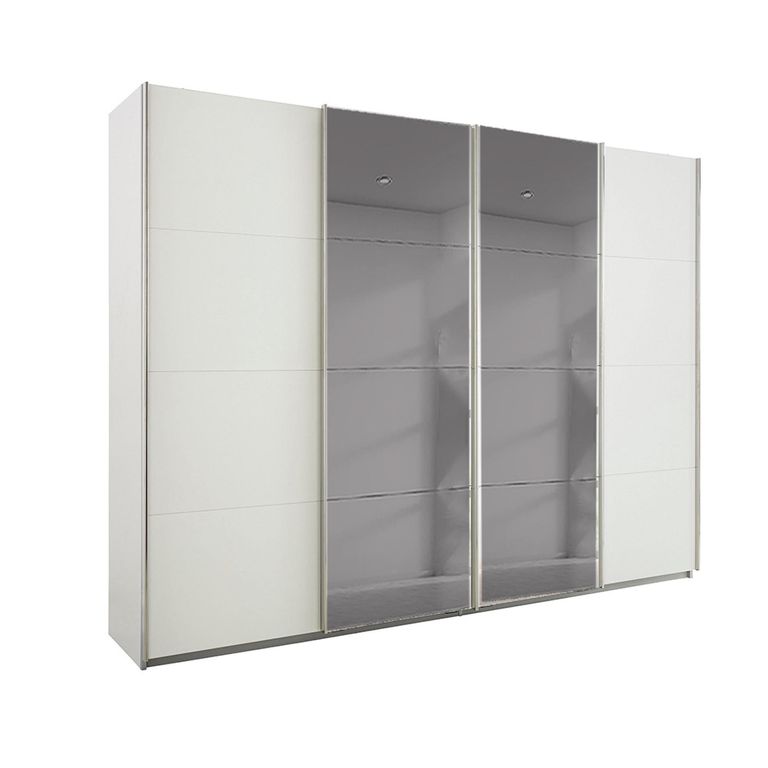 Rauch Beluga Extra 271cm 4 Door Sliding Wardrobe with Grey Mirror - Alpine White