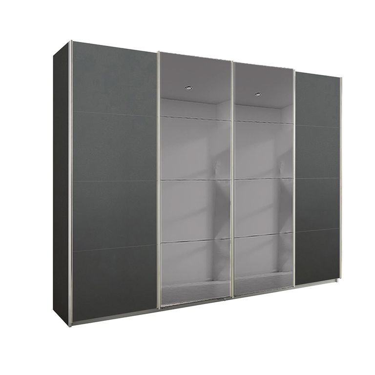 Rauch Beluga Extra 271cm 4 Door Sliding Wardrobe with Grey Mirror - Graphite