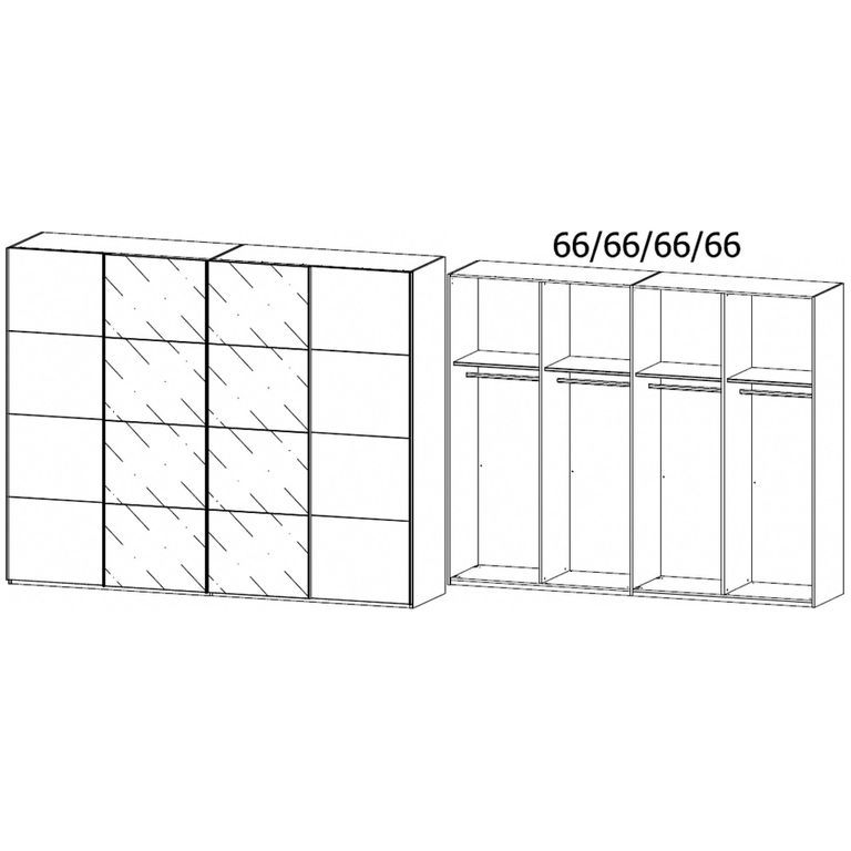Rauch Beluga Extra 271cm 4 Door Sliding Wardrobe with Grey Mirror - Silk Grey