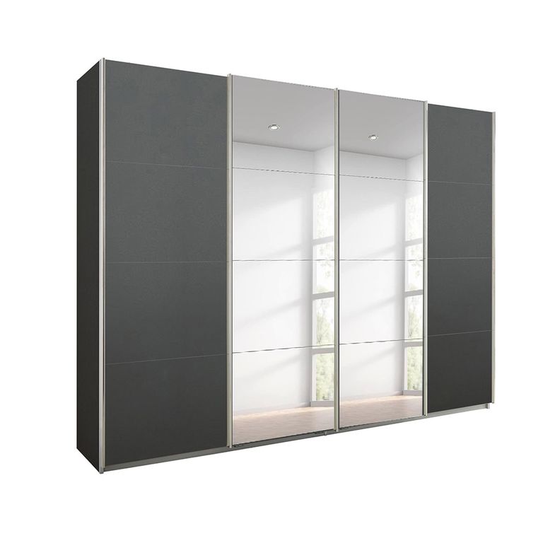Beluga Extra Sliding Wardrobe - 271cm - 4 Door - Mirror - Graphite