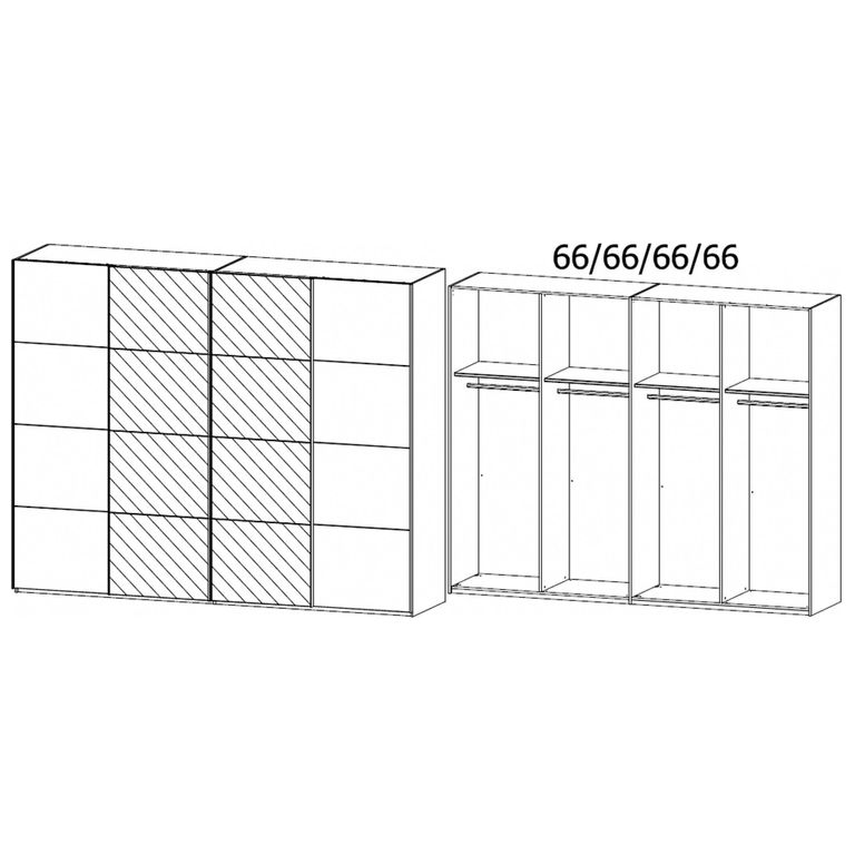 Beluga Extra Sliding Wardrobe - 271cm - 4 Door - Mirror - Graphite
