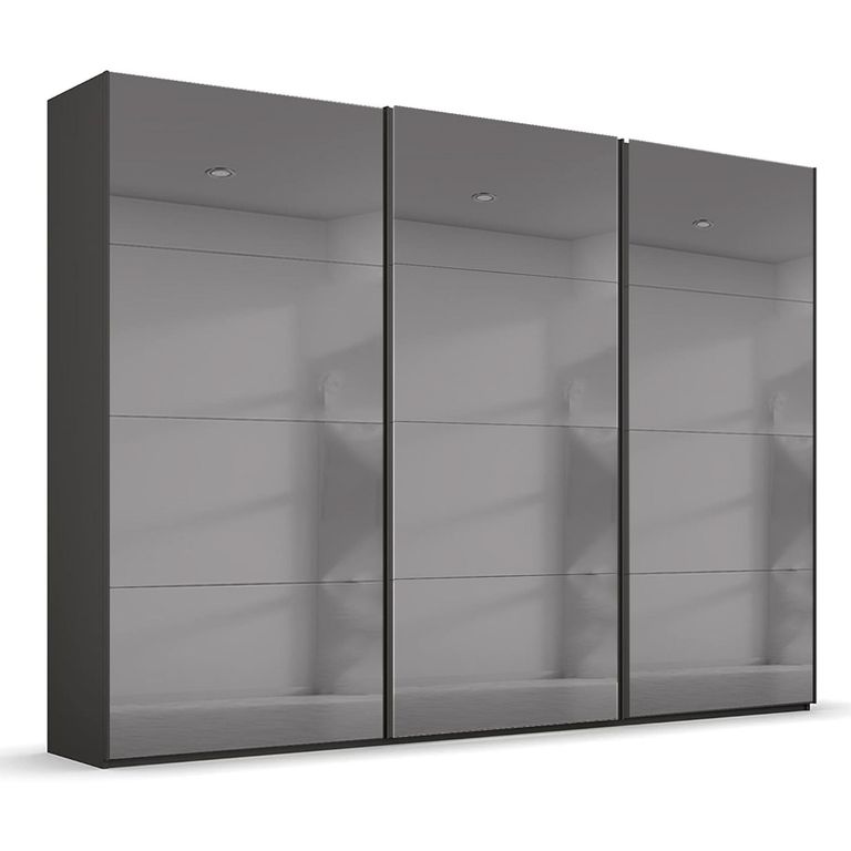 Beluga Extra Sliding Wardrobe - 316cm - 3 Door - Grey Mirrored - Graphite