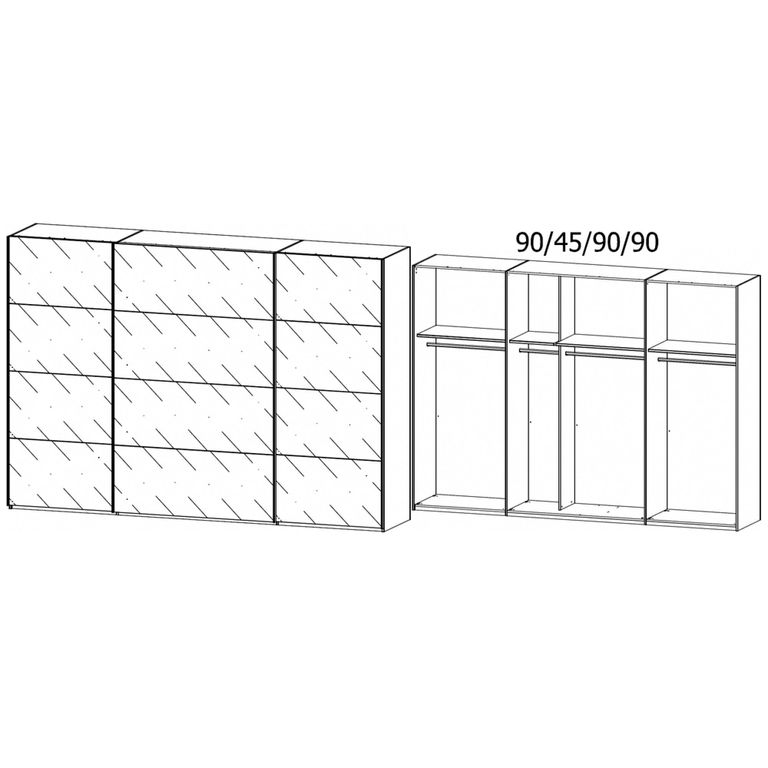 Beluga Extra Sliding Wardrobe - 316cm - 3 Door - Grey Mirrored - Silk Grey