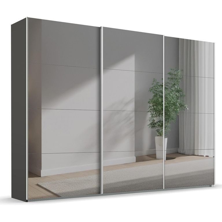 Beluga Extra Sliding Wardrobe - 316cm - 3 Door - Mirrored - Graphite