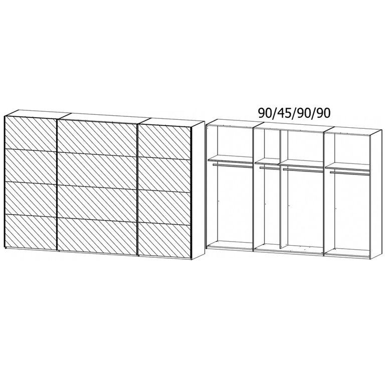 Beluga Extra Sliding Wardrobe - 316cm - 3 Door - Mirrored - Graphite