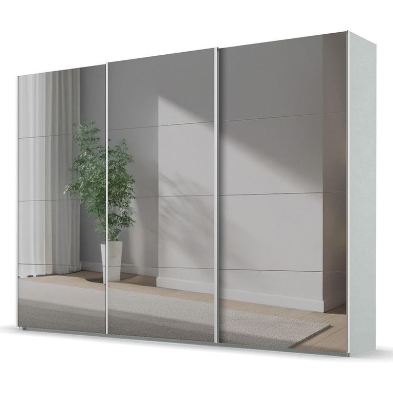 Beluga Extra Sliding Wardrobe - 316cm - 3 Door - Mirrored - Silk Grey