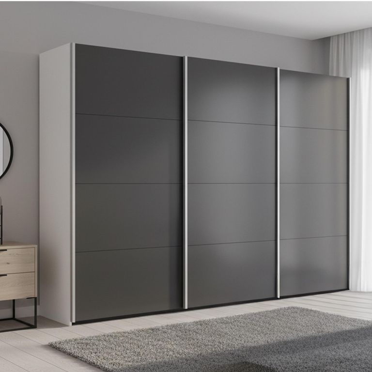 Beluga Extra Sliding Wardrobe - 316cm - 3 Door - Alpine White & Graphite