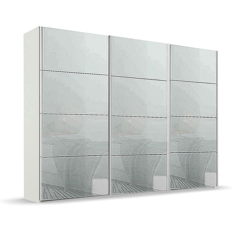 Beluga Extra Sliding Wardrobe - 316cm - 3 Door - Alpine White & Silk Grey Glass