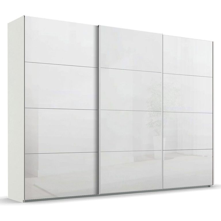 Beluga Extra Sliding Wardrobe - 316cm - 3 Door - Alpine White & White High Gloss