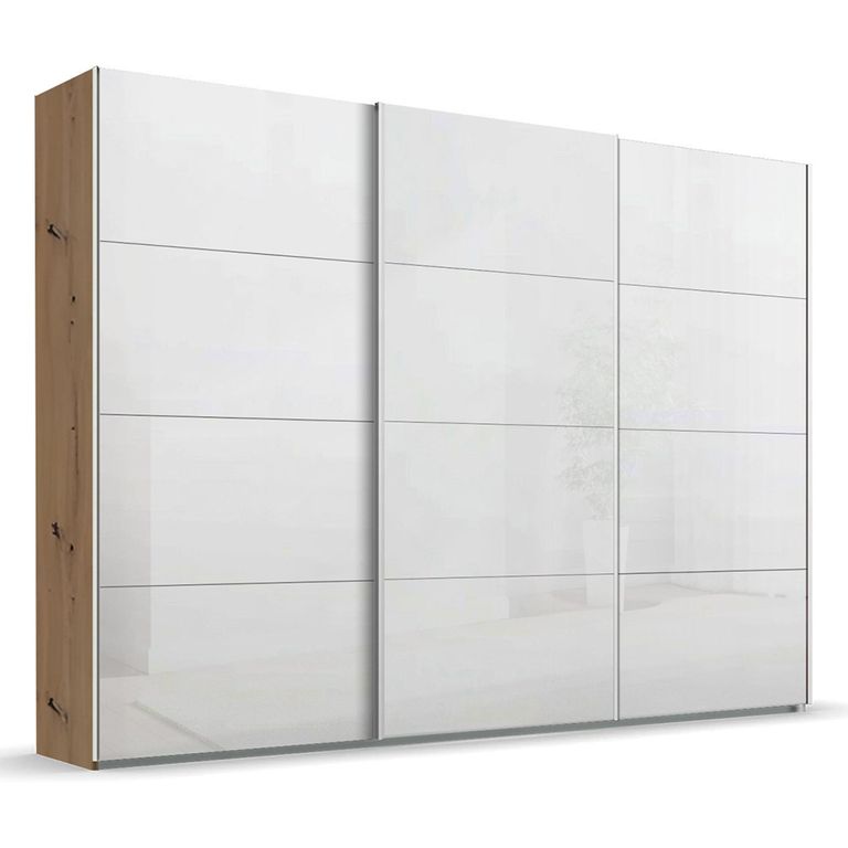 Beluga Extra Sliding Wardrobe - 316cm - 3 Door - Artisan Oak & White High Gloss