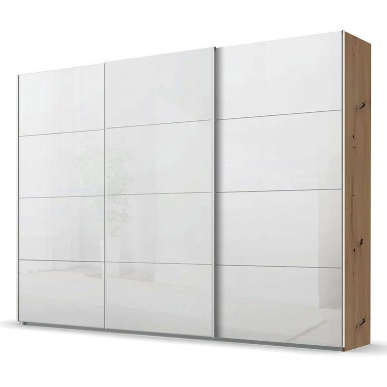 Beluga Extra Sliding Wardrobe - 316cm - 3 Door - Artisan Oak & White High Gloss