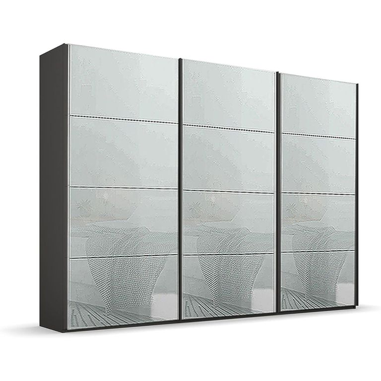 Beluga Extra Sliding Wardrobe - 316cm - 3 Door - Graphite & Silk Grey Glass