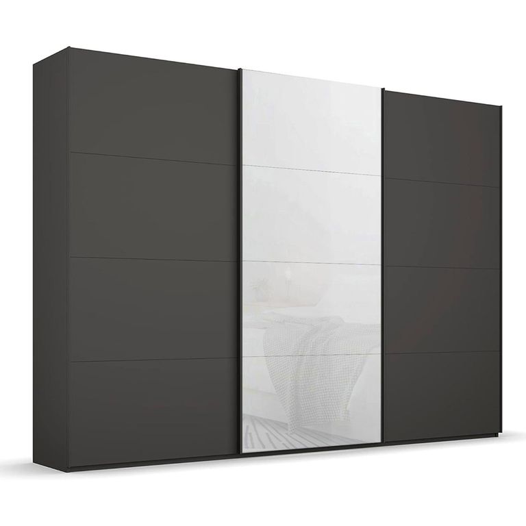 Beluga Extra Sliding Wardrobe - 316cm - 3 Door - Graphite & White Glass Front