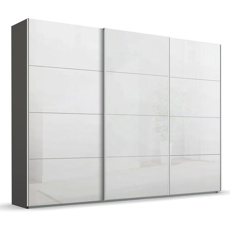 Beluga Extra Sliding Wardrobe - 316cm - 3 Door - Graphite & White High Gloss