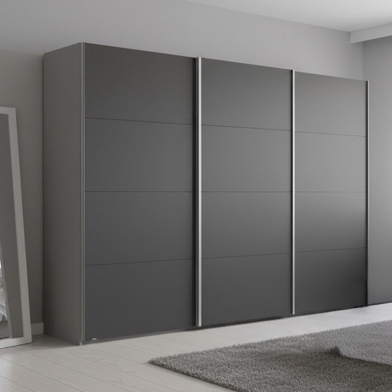 Beluga Extra Sliding Wardrobe - 316cm - 3 Door - Silk Grey & Graphite