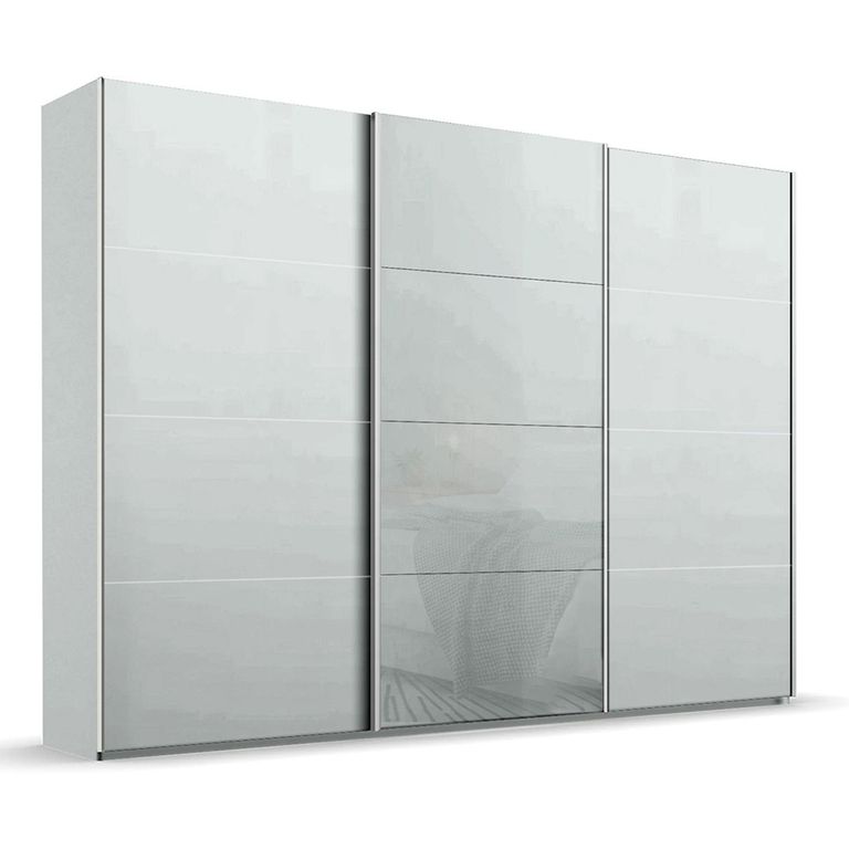 Beluga Extra Sliding Wardrobe - 316cm - 3 Door - Silk Grey & Silk Grey Glass Front