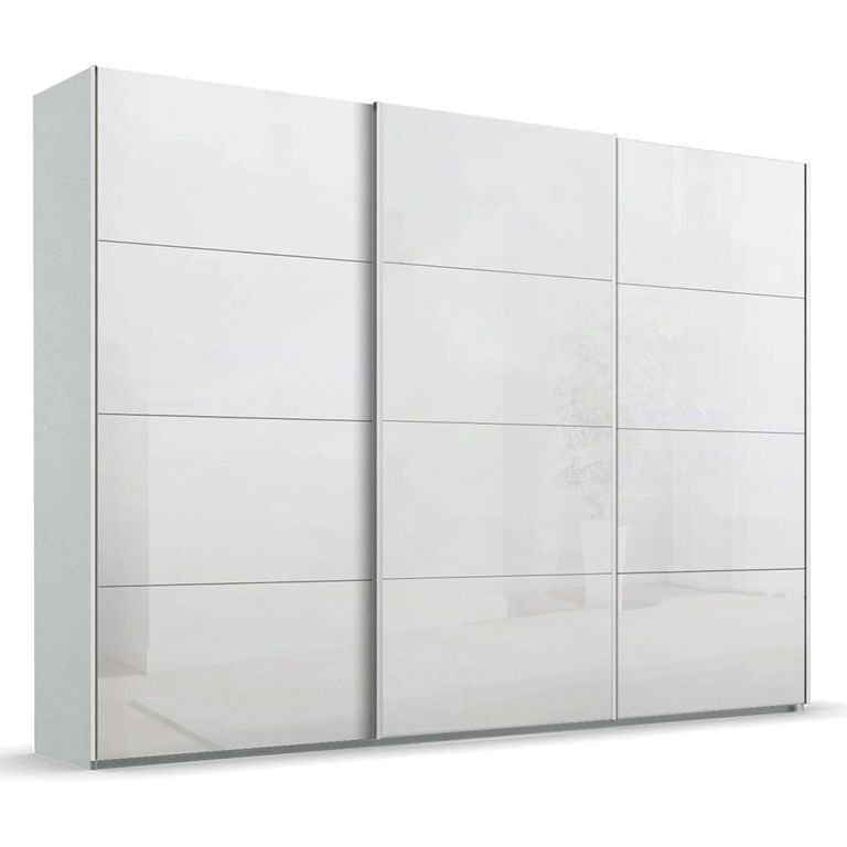 Beluga Extra Sliding Wardrobe - 316cm - 3 Door - Silk Grey & White High Gloss