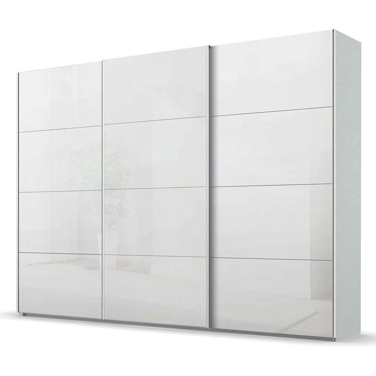 Beluga Extra Sliding Wardrobe - 316cm - 3 Door - Silk Grey & White High Gloss