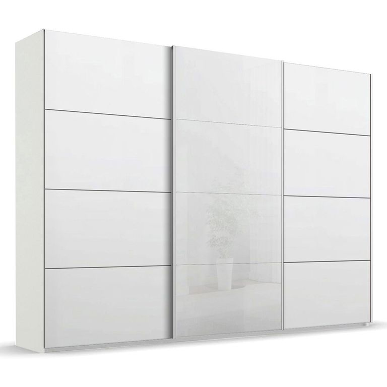 Beluga Extra Sliding Wardrobe - 316cm - 3 Door - White High Gloss & Alpine White Front