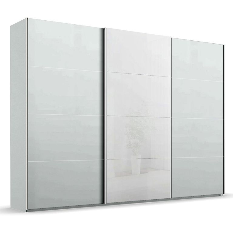 Beluga Extra Sliding Wardrobe - 316cm - 3 Door - White High Gloss & Silk Grey Front