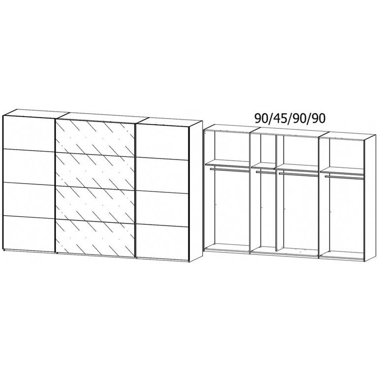 Rauch Beluga Extra 316cm 3 Door Sliding Wardrobe with Grey Mirror - Silk Grey