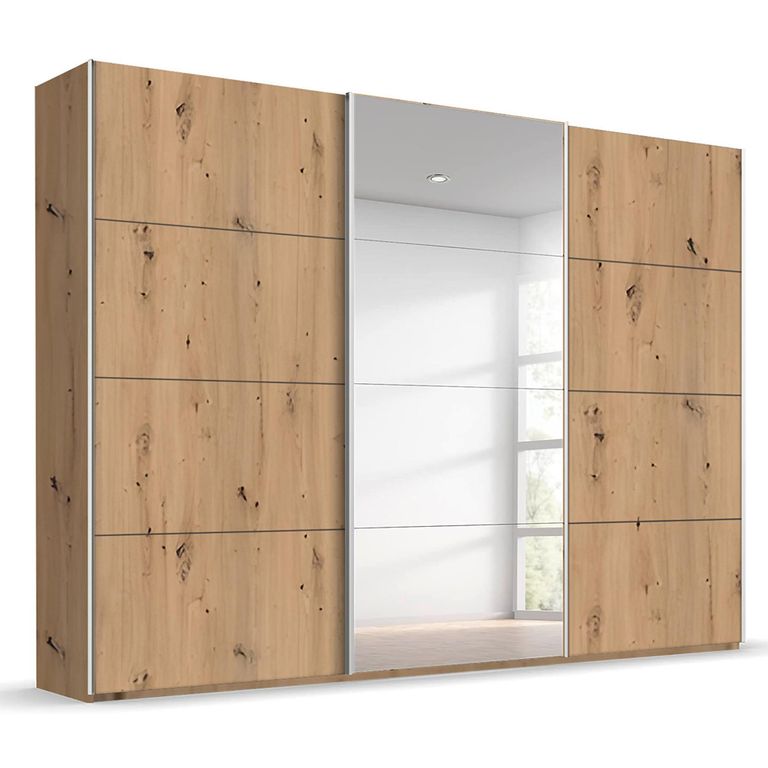 Beluga Extra Sliding Wardrobe - 316cm - 3 Door - Mirror - Artisan Oak