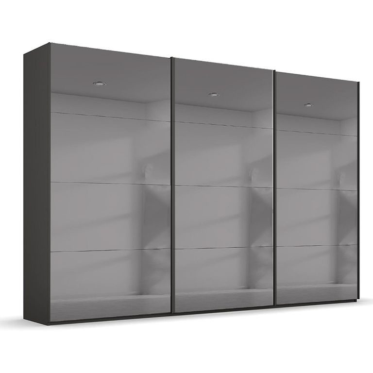 Beluga Extra Sliding Wardrobe - 361cm - 3 Door - Grey Mirrored - Graphite