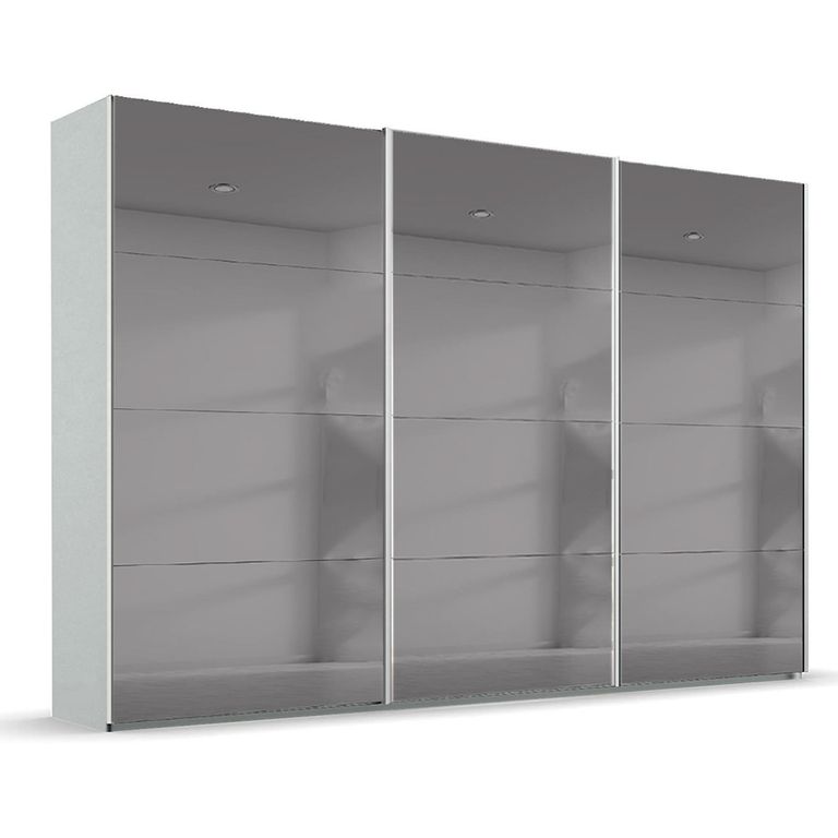 Beluga Extra Sliding Wardrobe - 361cm - 3 Door - Grey Mirrored - Silk Grey