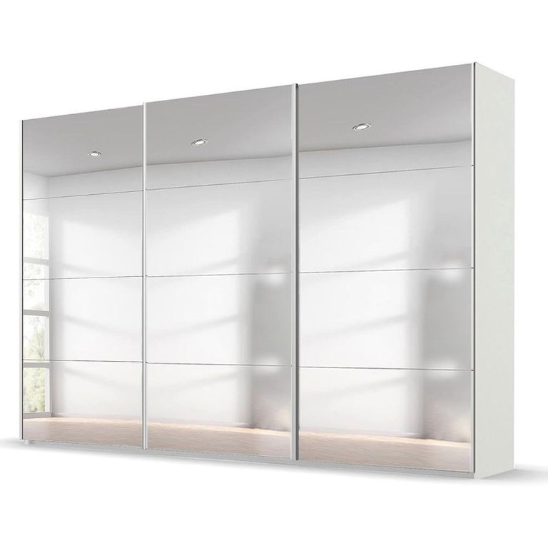 Beluga Extra Sliding Wardrobe - 361cm - 3 Door - Mirrored - Alpine White