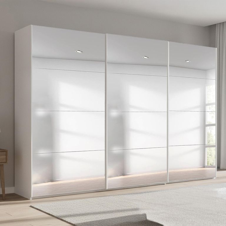 Beluga Extra Sliding Wardrobe - 361cm - 3 Door - Mirrored - Alpine White