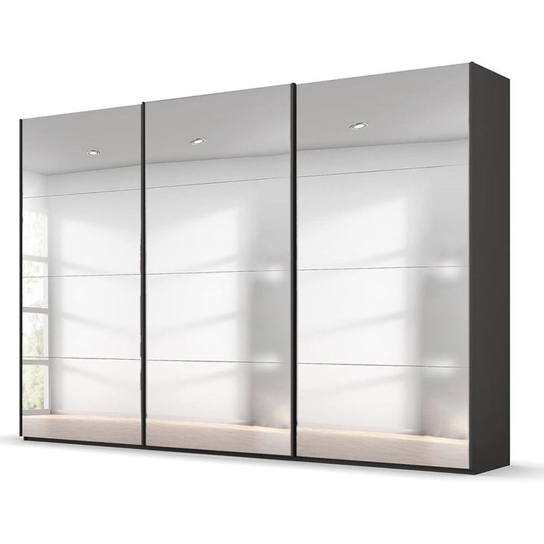 Beluga Extra Sliding Wardrobe - 361cm - 3 Door - Mirrored - Graphite