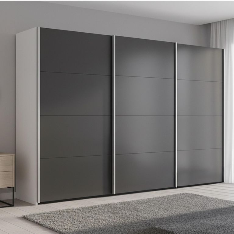 Beluga Extra Sliding Wardrobe - 361cm - 3 Door - Alpine White & Graphite