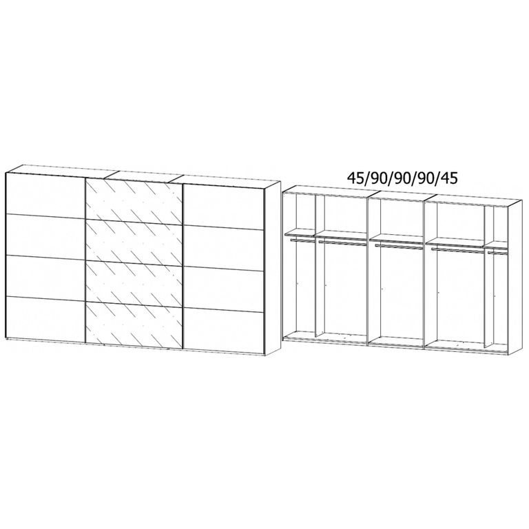 Beluga Extra Sliding Wardrobe - 361cm - 3 Door - Alpine White & Silk Grey Glass Front