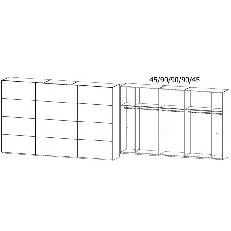 Beluga Extra Sliding Wardrobe - 361cm - 3 Door - Graphite & Alpine White