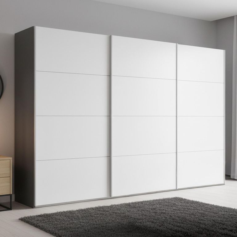 Beluga Extra Sliding Wardrobe - 361cm - 3 Door - Graphite & Alpine White