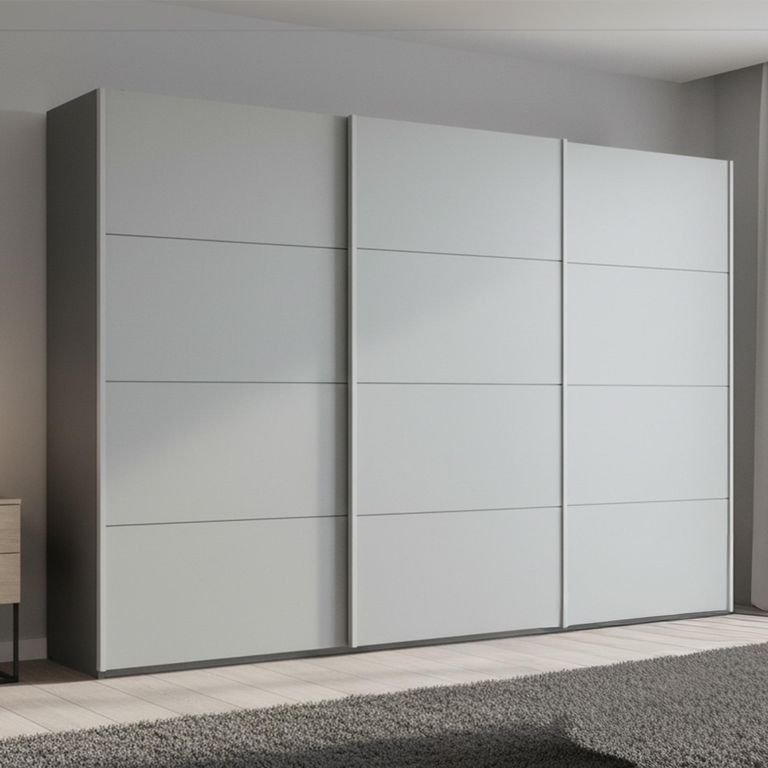 Beluga Extra Sliding Wardrobe - 361cm - 3 Door - Graphite & Silk Grey