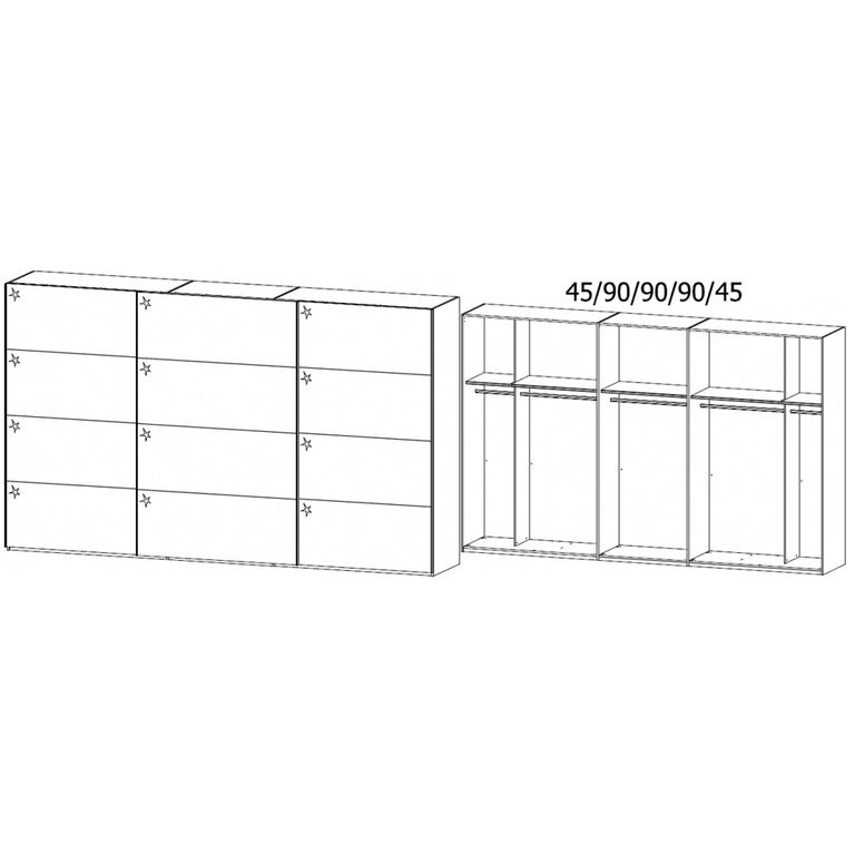 Beluga Extra Sliding Wardrobe - 361cm - 3 Door - Graphite & White High Gloss