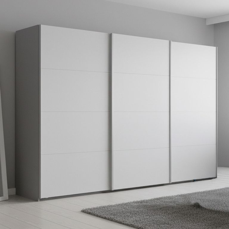 Beluga Extra Sliding Wardrobe - 361cm - 3 Door - Silk Grey & Alpine White