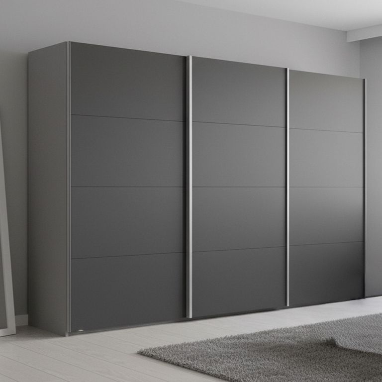 Beluga Extra Sliding Wardrobe - 361cm - 3 Door - Silk Grey & Graphite