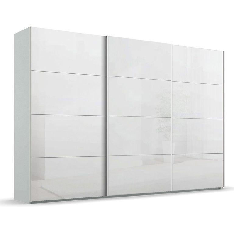 Beluga Extra Sliding Wardrobe - 361cm - 3 Door - Silk Grey & White High Gloss