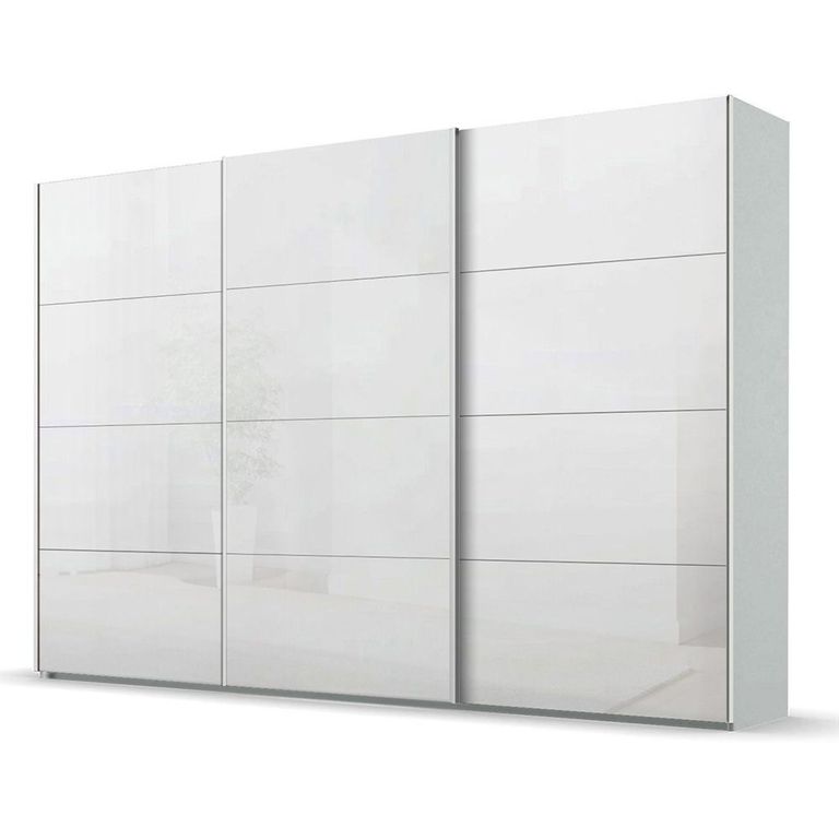 Beluga Extra Sliding Wardrobe - 361cm - 3 Door - Silk Grey & White High Gloss