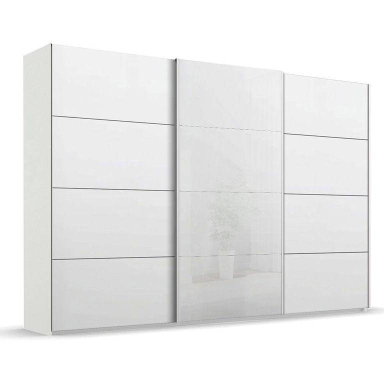 Beluga Extra Sliding Wardrobe - 361cm - 3 Door - White High Gloss & Alpine White Front