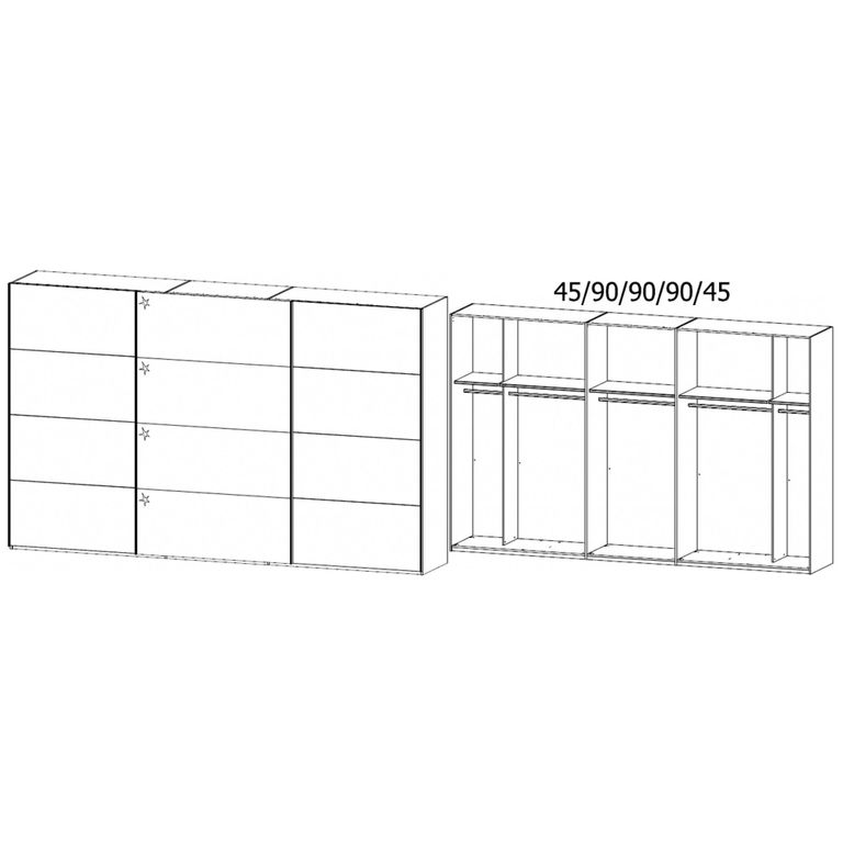 Beluga Extra Sliding Wardrobe - 361cm - 3 Door - White High Gloss & Graphite Front