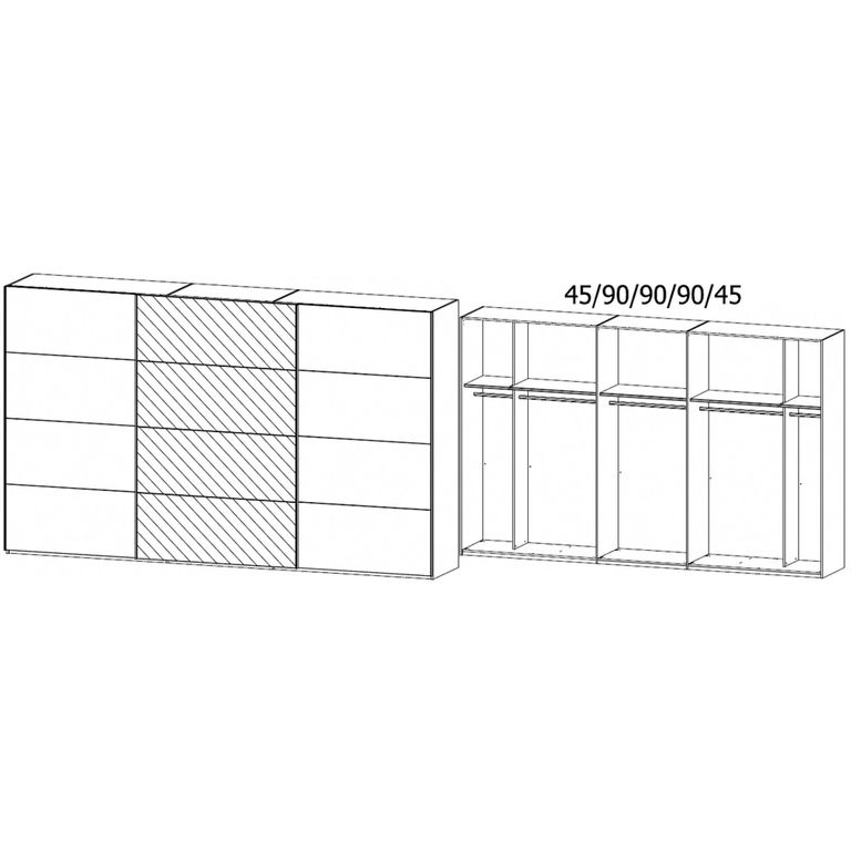 Beluga Extra Sliding Wardrobe - 361cm - 3 Door - Mirror - Alpine White